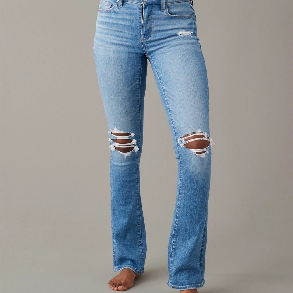 American Eagle Outfitters Light Blue High Rise Skinny Kick Flare Jeans